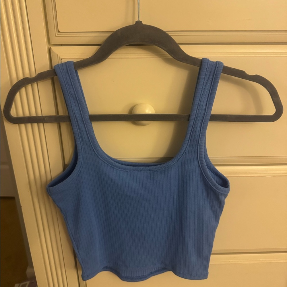 Blue Ribbed Tank Top - Picture 2 of 3
